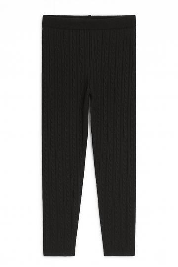 Black Cable Knit Leggings Nawao.com