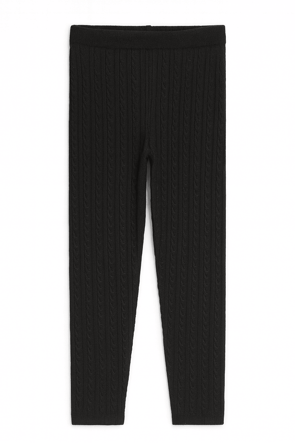 Black Cable Knit Leggings Nawao.com