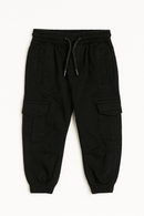 Black Cargo Pocket Ealsticated Waist Jogger Black Nawao.com