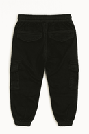 Black Cargo Pocket Ealsticated Waist Jogger Black Nawao.com