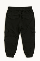 Black Cargo Pocket Ealsticated Waist Jogger Black Nawao.com