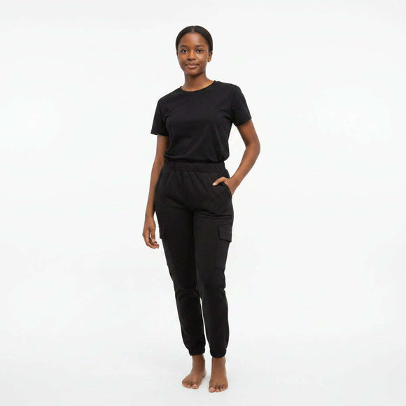 Black Cargo Pocket Jogger Pants Black 8 9 Years Nawao.com
