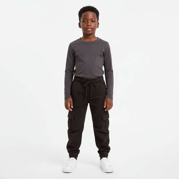 Black Cargo Pocket Knitted Dneim Jogger Black Nawao.com