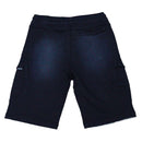 Black Cargo Pocket Pullon Knit Denim Shorts Nawao.com
