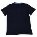 Black Chambray Mandarin Collar Polo Nawao.com