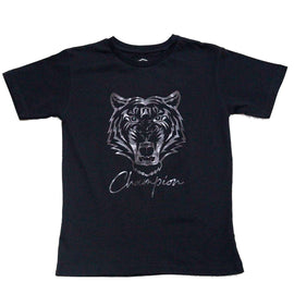 Black Champion Tiger Face Hd Print Nawao.com