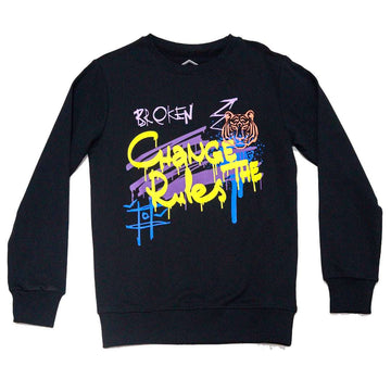 Black Chance The Rules Long Sleeve Graphic Sweat Tee Nawao.com