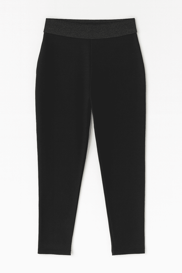 Black Criss Cross Elastic Waistband Legging Nawao.com