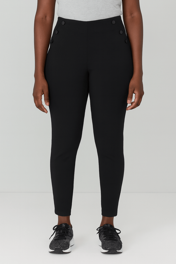 Black Criss Cross Elastic Waistband Legging Nawao.com