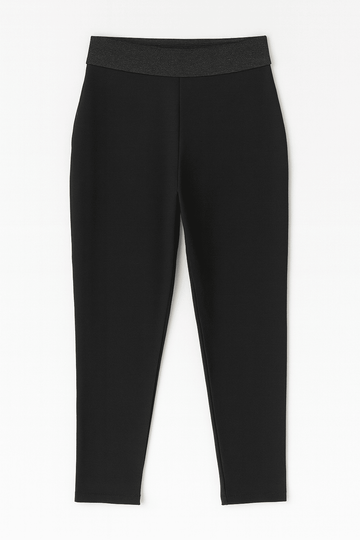 Black Criss Cross Elastic Waistband Legging Nawao.com