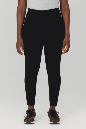 Black Criss Cross Elastic Waistband Legging Nawao.com