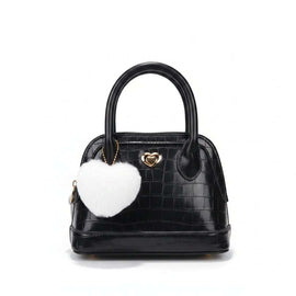 Black Crossbody Bag With Pom  Pom Nawao.com
