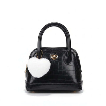 Black Crossbody Bag With Pom  Pom Nawao.com
