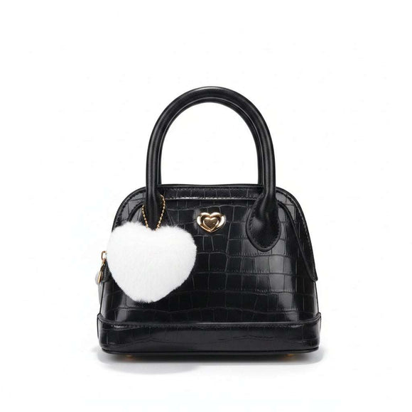 Black Crossbody Bag With Pom  Pom Nawao.com