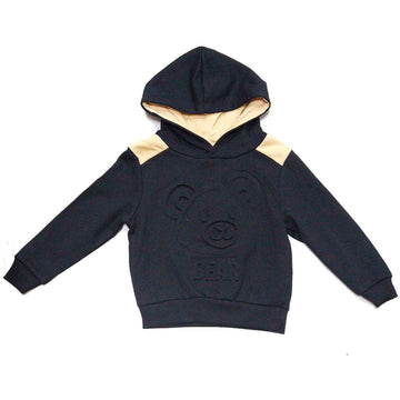 Black Cut And Sew Hooded Embossed Sweatshirts Nawao.com