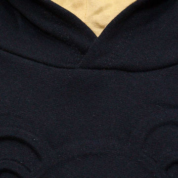Black Cut And Sew Hooded Embossed Sweatshirts Nawao.com