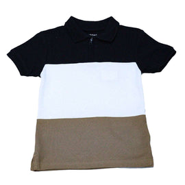 Black Cut N Sew Zip Placket Polo With Shorts Set Black 6 7 Years Nawao.com