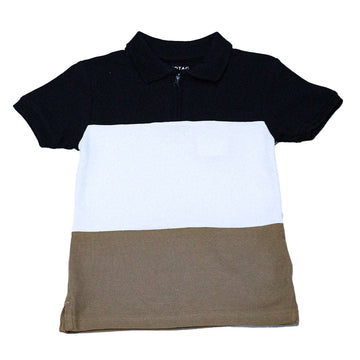 Black Cut N Sew Zip Placket Polo With Shorts Set Black 6 7 Years Nawao.com
