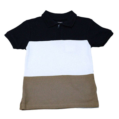 Black Cut N Sew Zip Placket Polo With Shorts Set Black 6 7 Years Nawao.com