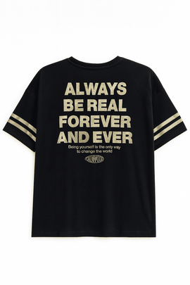 Black  Drop Shoulder T Shirt Nawao.com