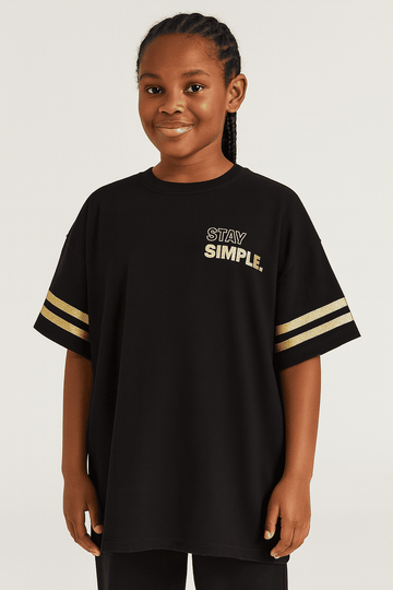 Black  Drop Shoulder T Shirt Nawao.com