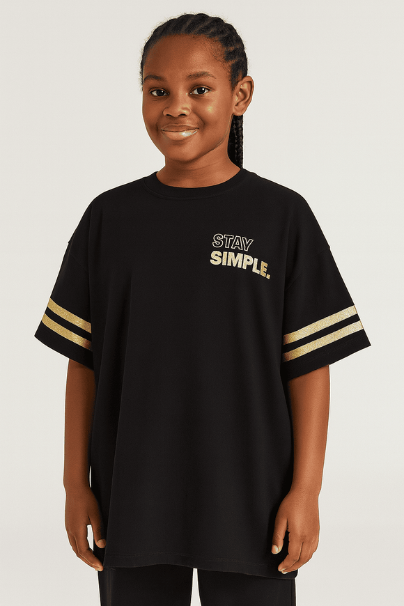 Black  Drop Shoulder T Shirt Nawao.com