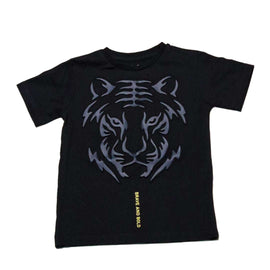Black Emboosed Short Sleeve T Shirt Nawao.com