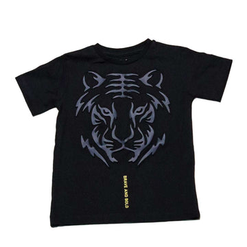 Black Emboosed Short Sleeve T Shirt Nawao.com