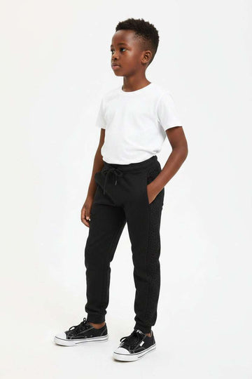 Black Flock Print Active Pants Black Nawao.com