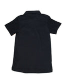 Black Flock Print Zipneck Polo Nawao.com
