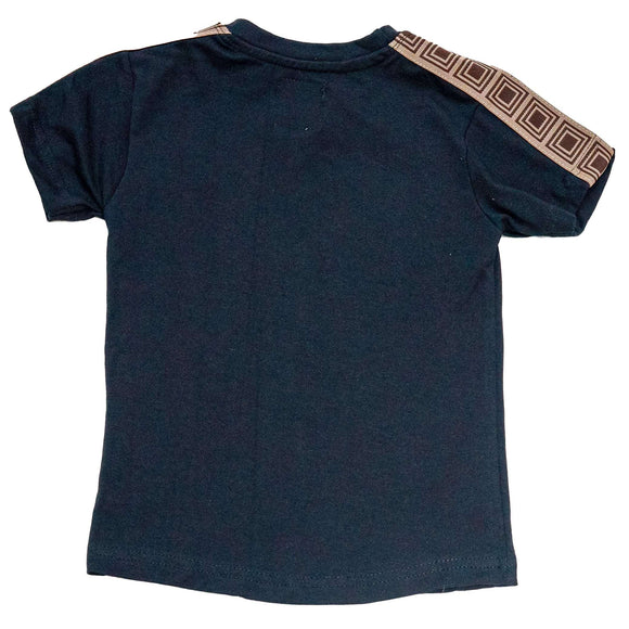 Black Foil Print Short Sleeve T Shirt Black Nawao.com