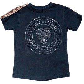 Black Foil Print Short Sleeve T Shirt Black Nawao.com