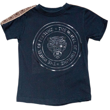 Black Foil Print Short Sleeve T Shirt Black Nawao.com
