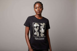 Black Foil Printed T Shirt Nawao.com