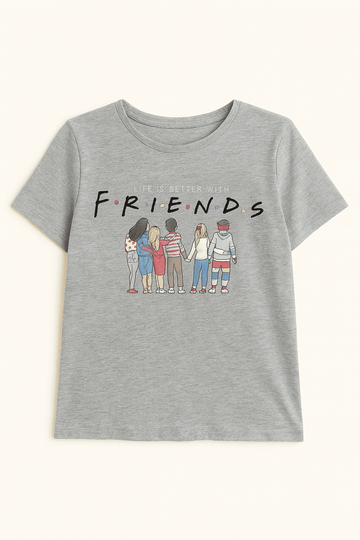 Black Friends Embroidered T Shirt Black Nawao.com