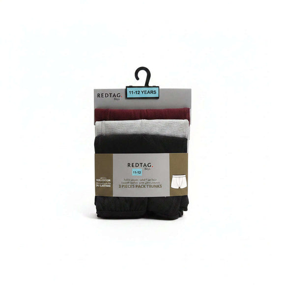 Black Grey Mel Burgundy 3 Pcs Pack Boxer Shorts Assorted 8 9 Years Nawao.com