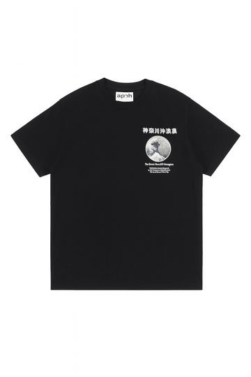 Black Hokusai Printed T Shirt Black Nawao.com