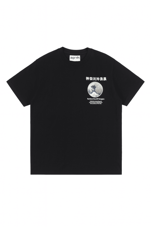 Black Hokusai Printed T Shirt Black Nawao.com