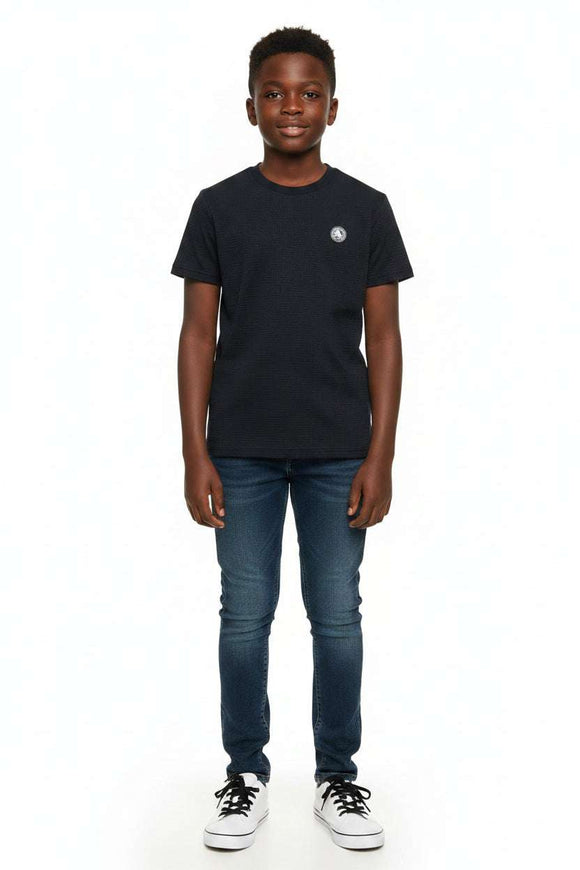 Black Jacquard Fabric Oversized T Shirt Black Nawao.com