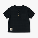Black Jacquard Henley Tshirt Nawao.com