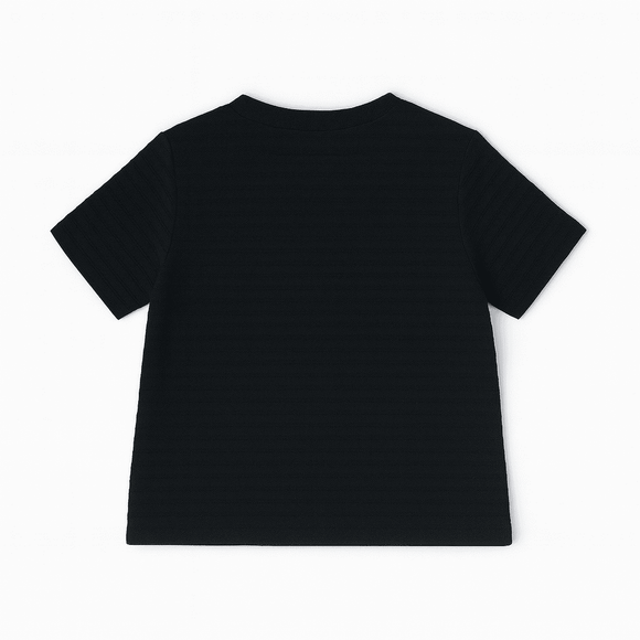 Black Jacquard Henley Tshirt Nawao.com