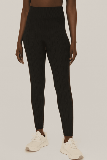 Black Jacquard Leggings Black Nawao.com