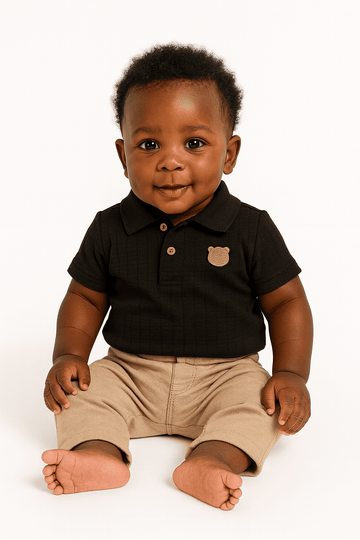 Black Jacquard Polo Nawao.com