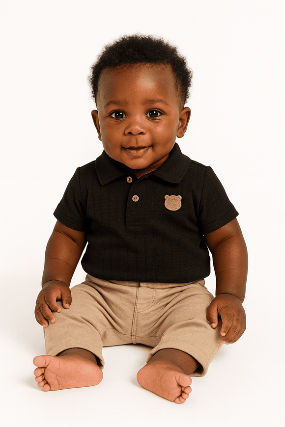 Black Jacquard Polo Nawao.com
