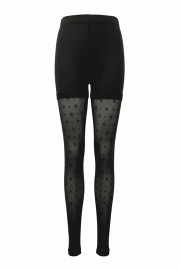 Black Jacquard Tights Black s S Nawao.com