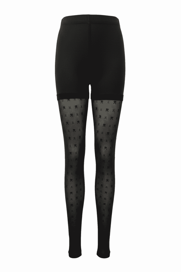 Black Jacquard Tights Black s S Nawao.com