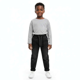 Black Knitted Pullon Jeans Black Nawao.com