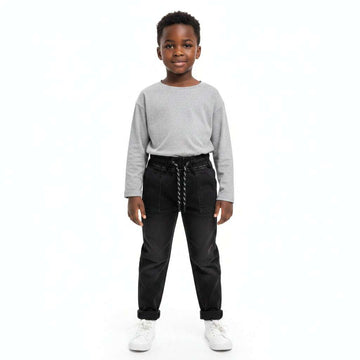 Black Knitted Pullon Jeans Black Nawao.com