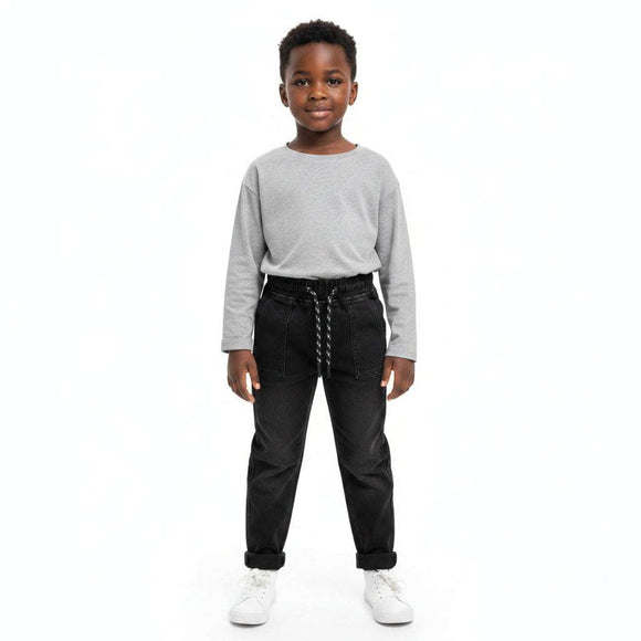 Black Knitted Pullon Jeans Black Nawao.com