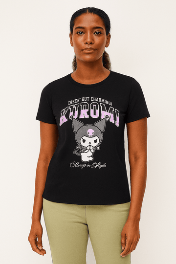 Black Kuromi Printed T Shirt Nawao.com